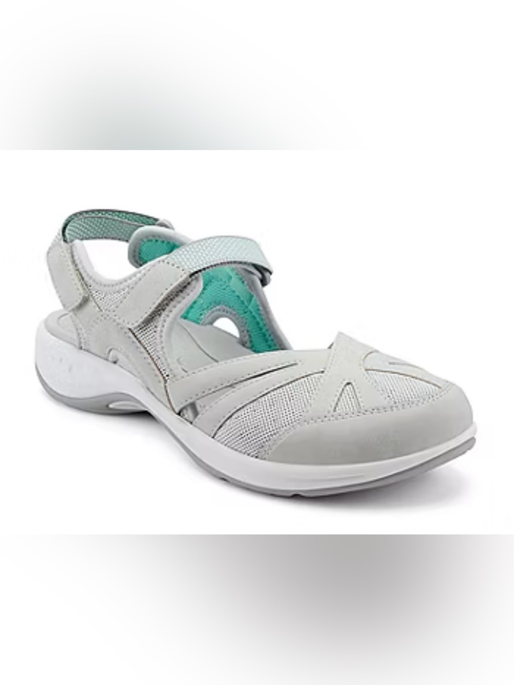 Easy Spirit Light Gray and Teal Casual Comfort Sandal